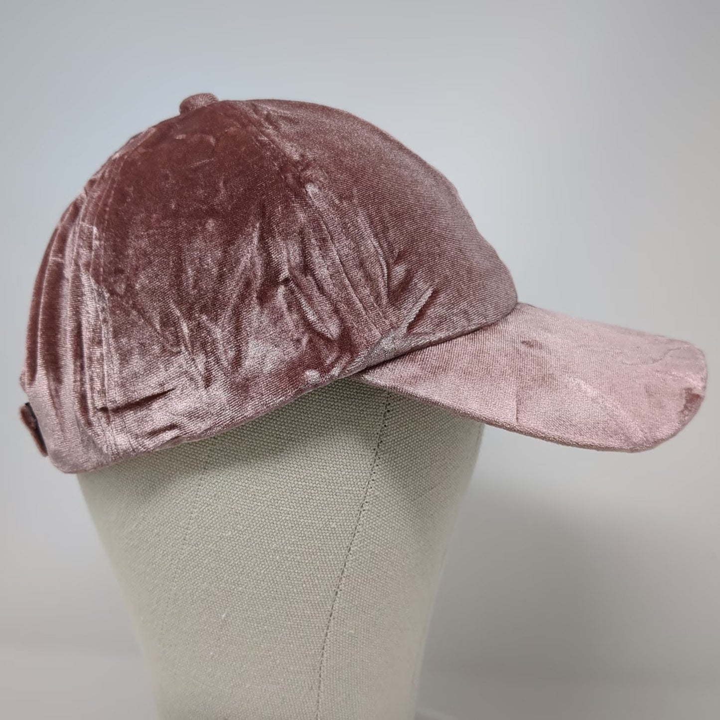 Baseball Cap Pink One Size Crushed Velvet Curved Brim Adjustable Strap Hat