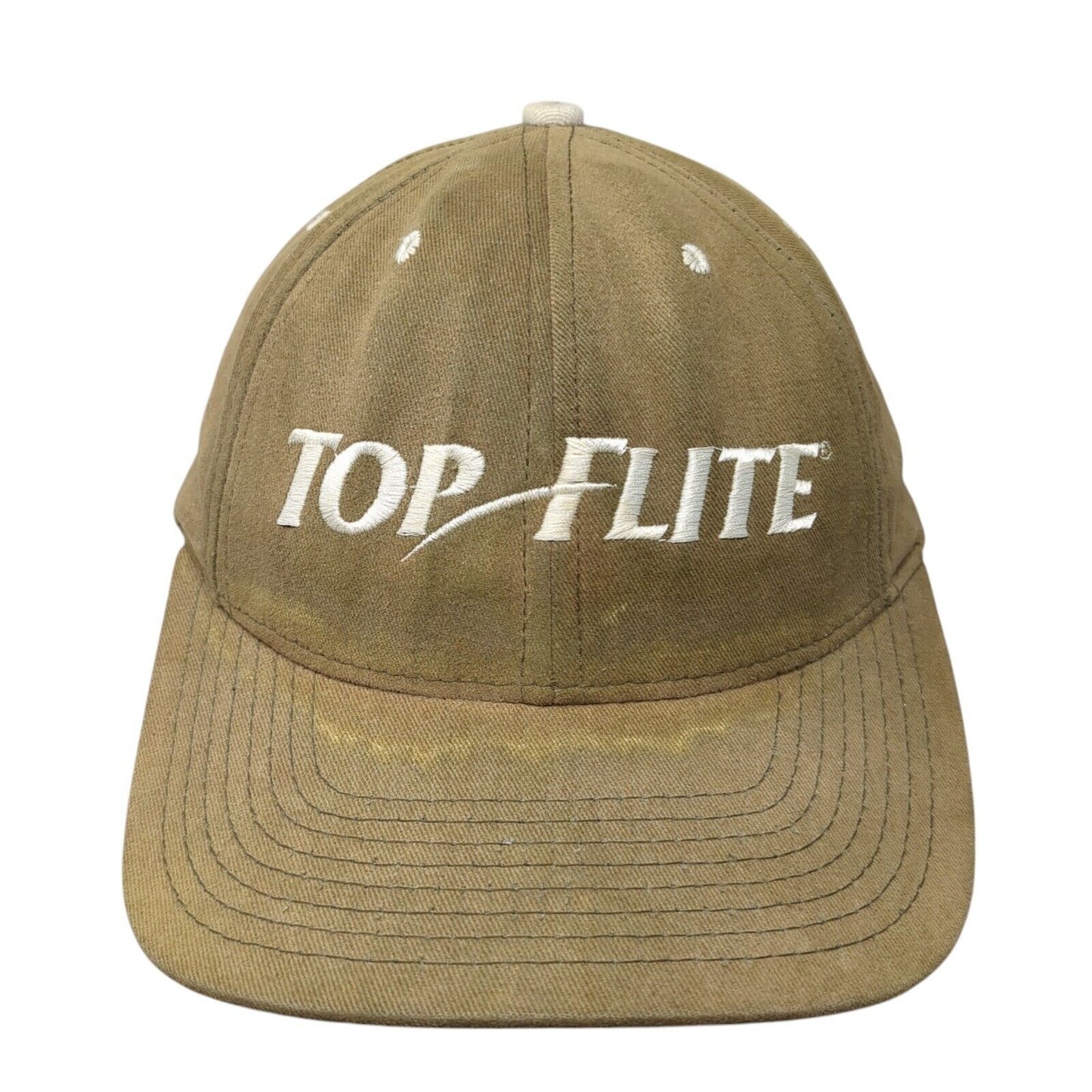 Top Flite Baseball Cap Brown One Size Adjustable Embroidered Vented Holes