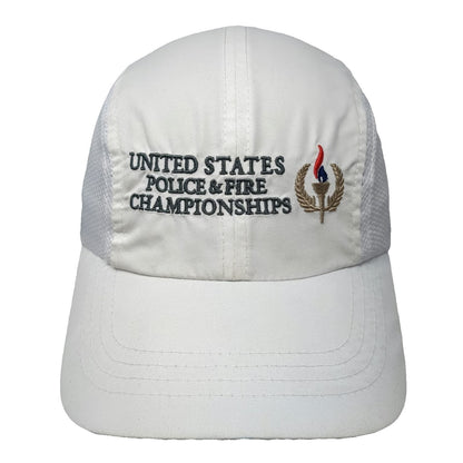 Baseball Cap White One Size US Police & Fire Championships Mesh Polyester Hat