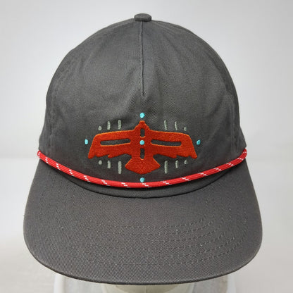 Raised by Coyotes 5 Panel Gray Hat One Size Thunderbird Embroidery Rope Snapback