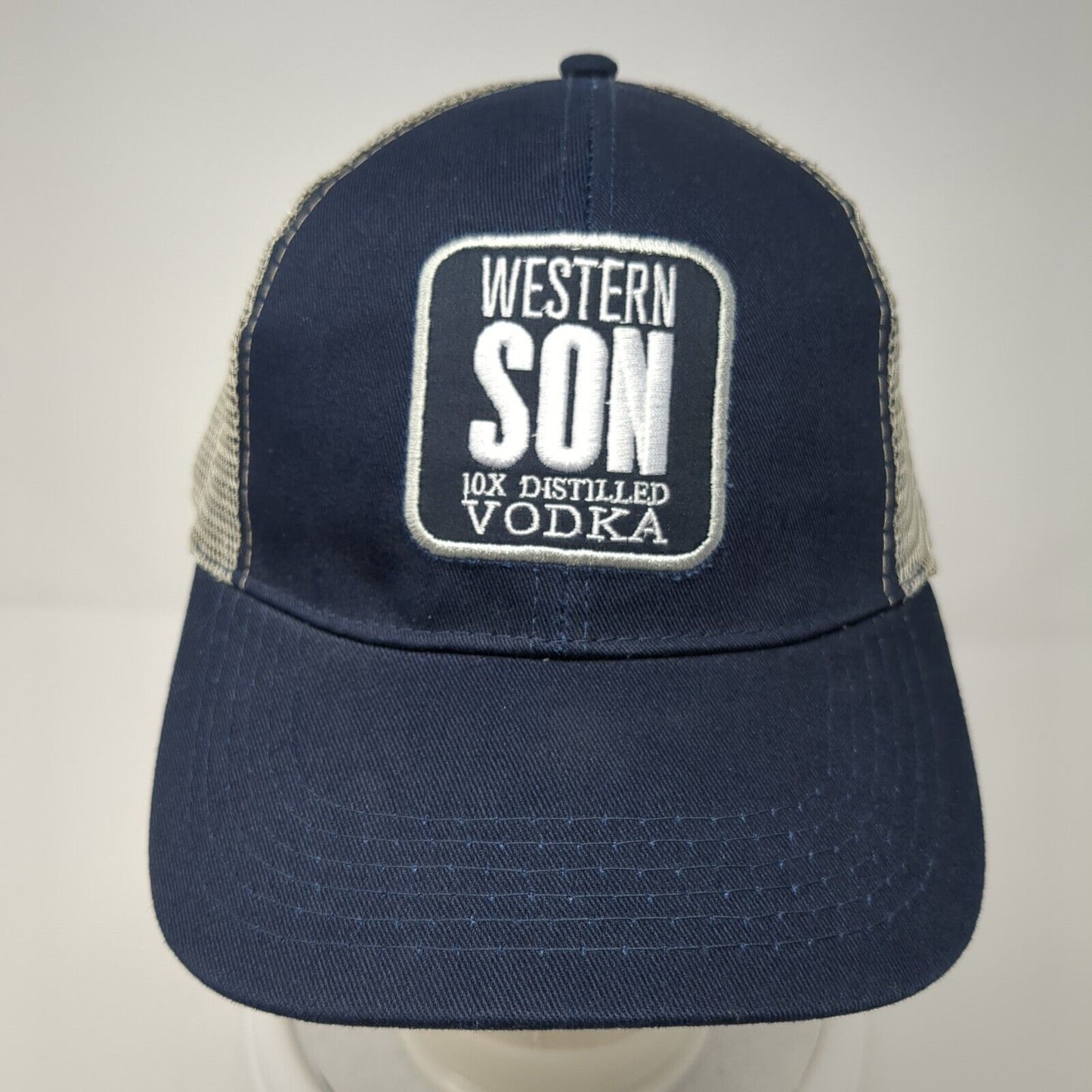 Western Son 10x Distilled Vodka Trucker Hat Blue One Size Mesh Back