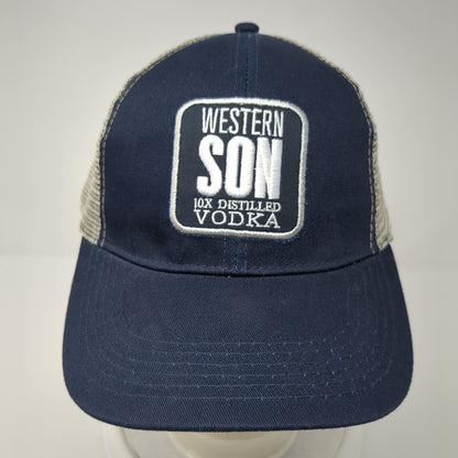 Western Son 10x Distilled Vodka Trucker Hat Blue One Size Mesh Back