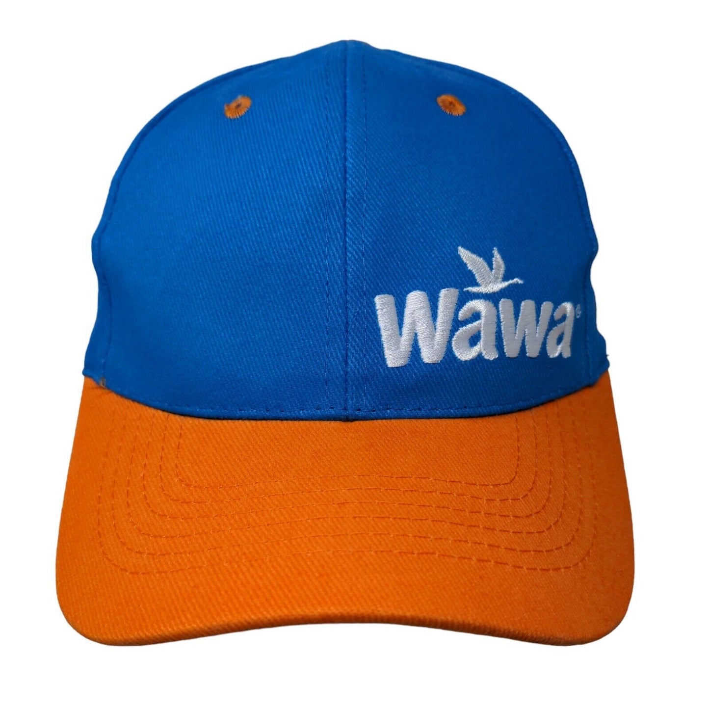 WaWa Men's Strapback Hat Blue Orange size OSFM Embroidered Logo 100% Cotton