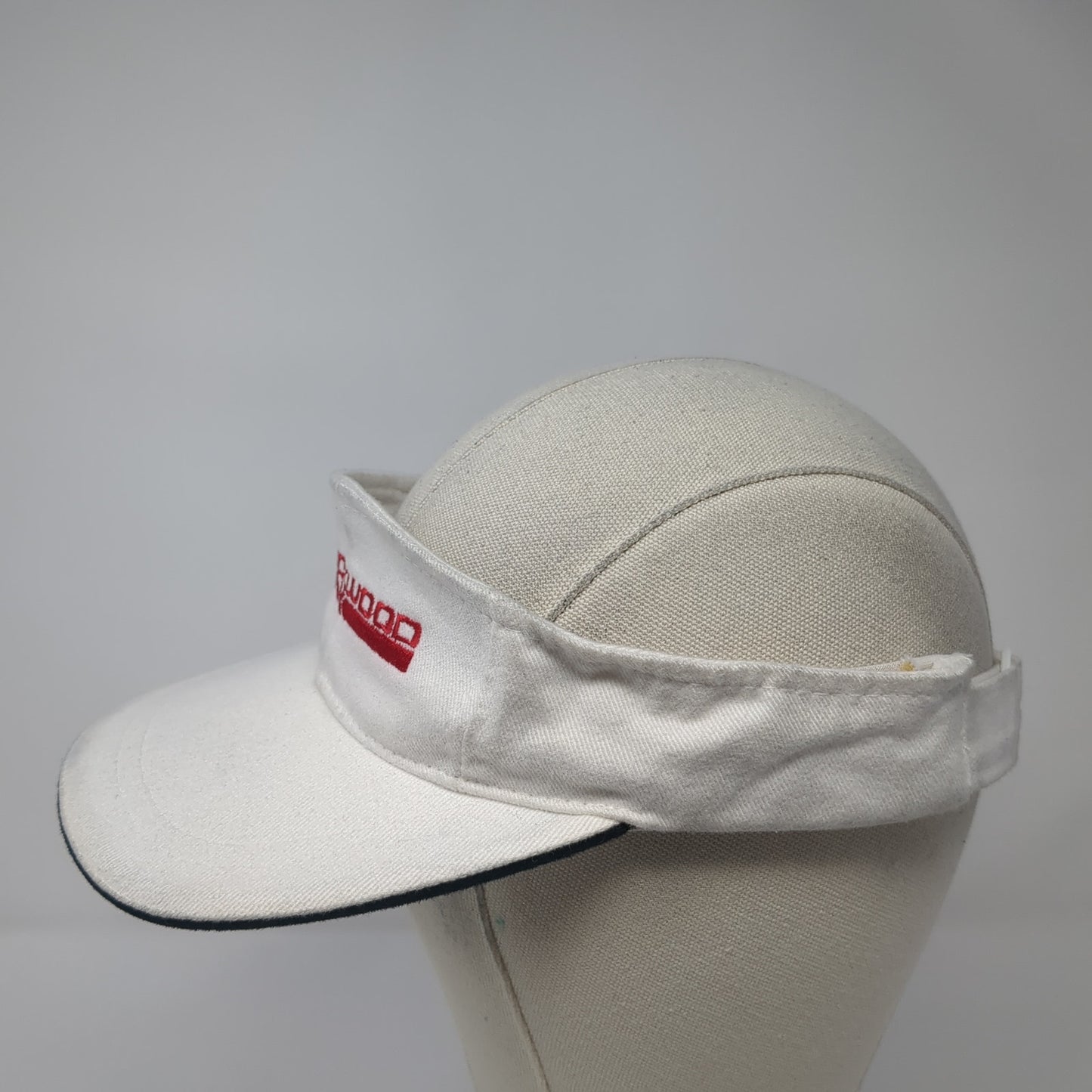 Rockwood Bank Sun Visor Hat White One Size Adjustable Embroidered Nissin