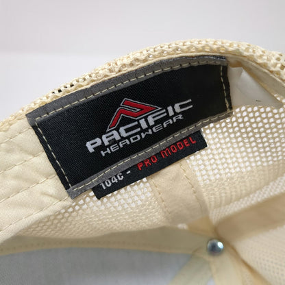 Pacific Headwear Trucker Hat Blue Beige One Size Organics Patch Mesh Snapback