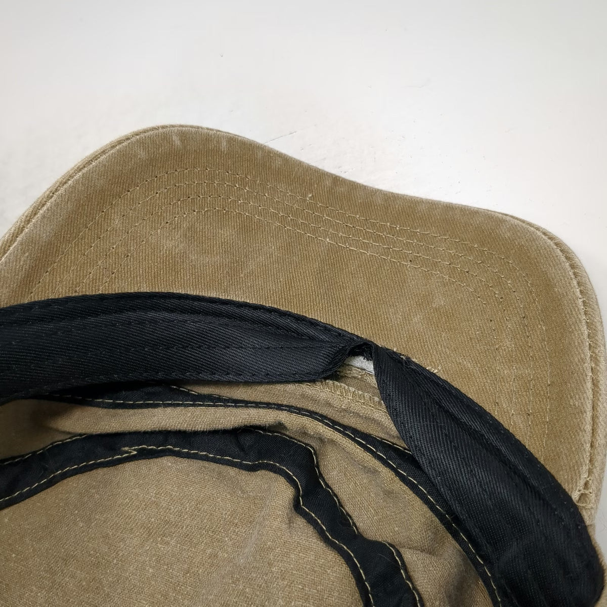 Army Cap Brown One Size Distressed Cotton Slideback Adjustable Flat Top Hat