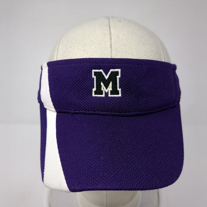 Letter M Adult Strapback Sun Visor Hat Purple OS Adjustable Augusta Sportswear