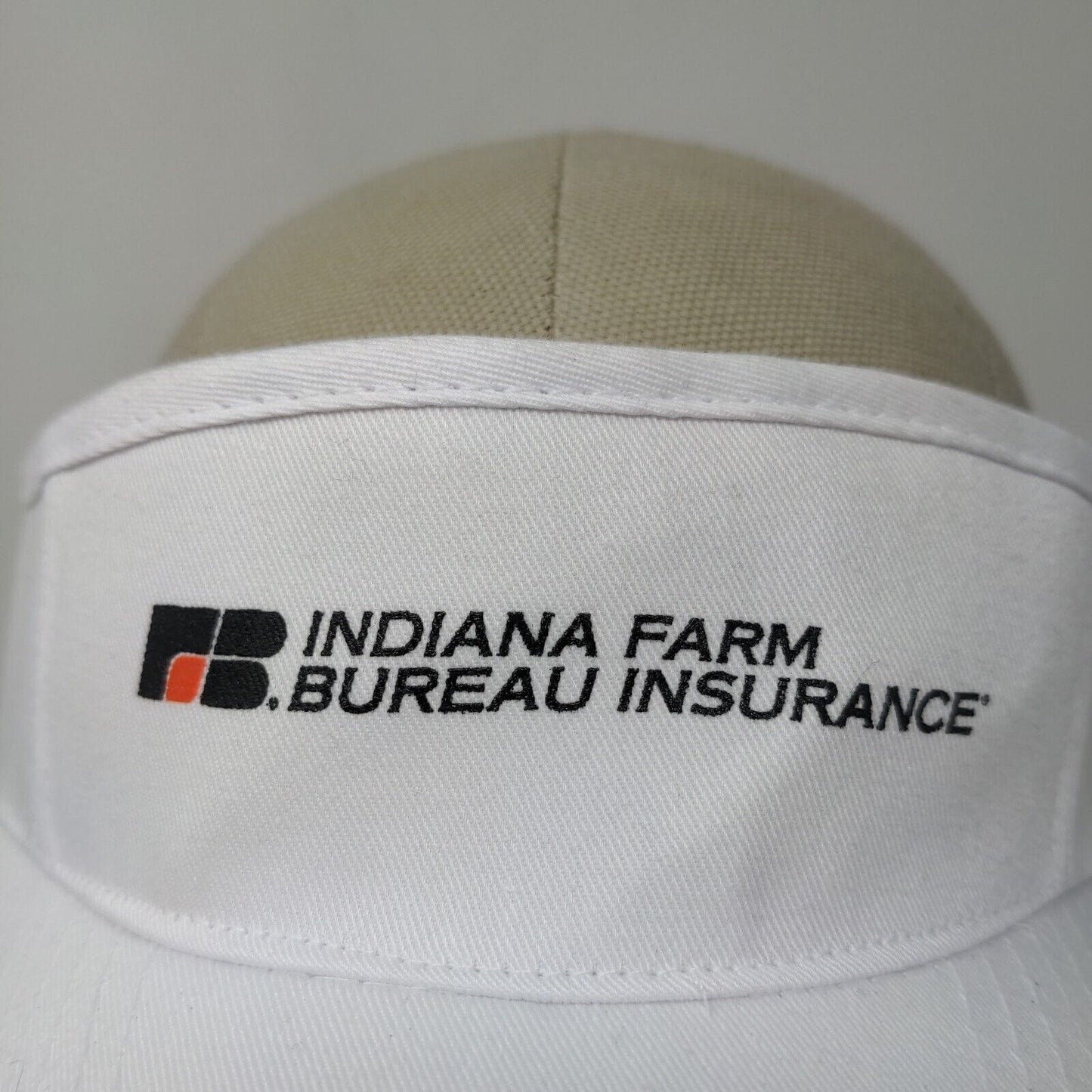 Nissin Men's Strapback Hat White Graphic Indiana Farm Bureau Insurance Logo