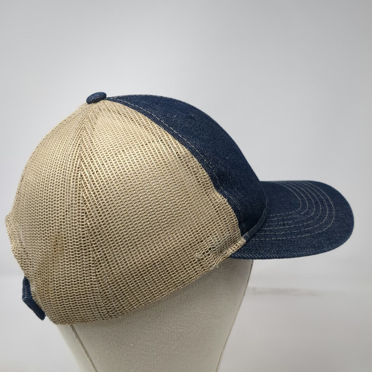 Union Resource Marketing Baseball Cap Blue Beige One Size Mesh Back Denim Hat