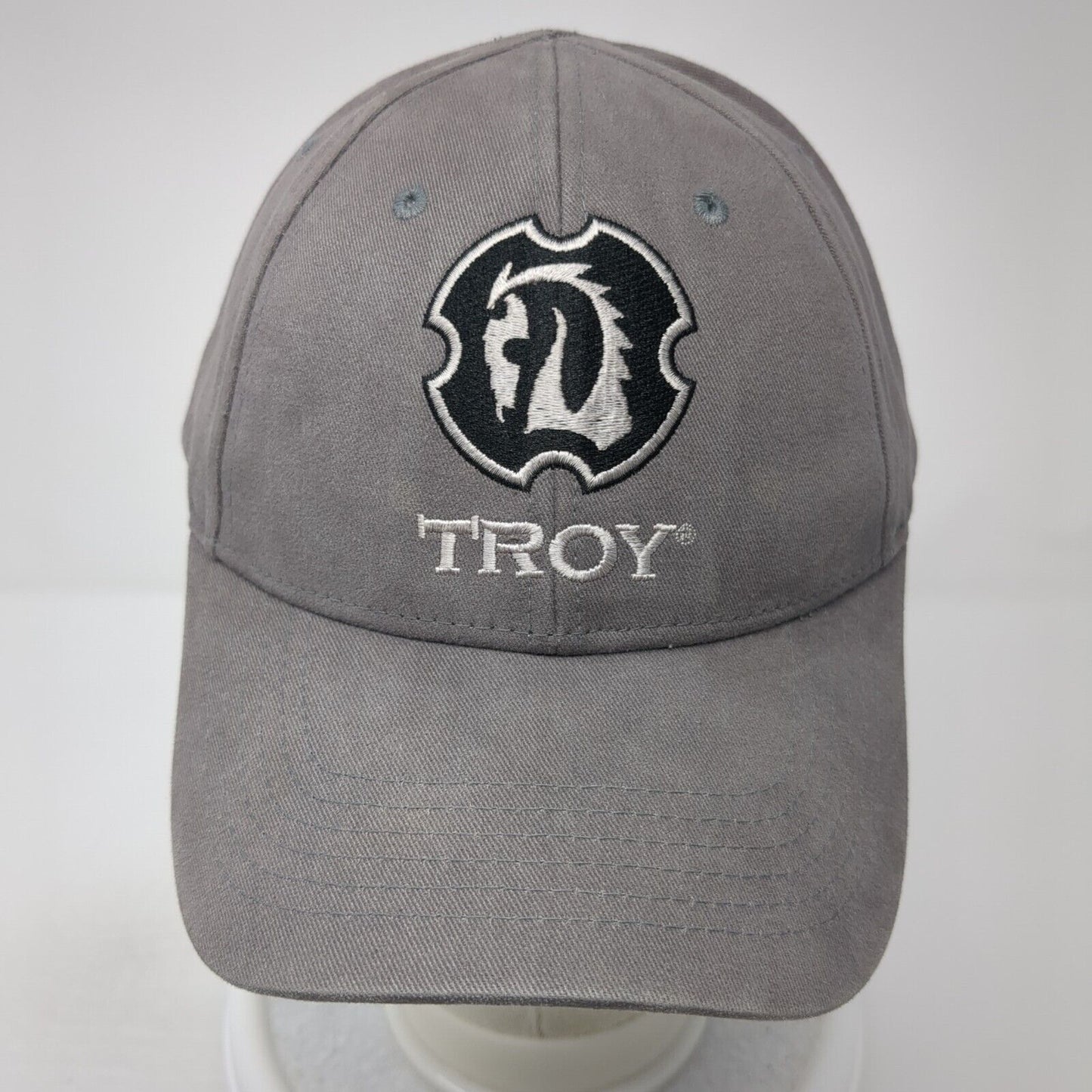 Troy Strapback Baseball Cap Gray One Size Adjustable Embroidered Vented Holes