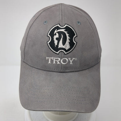 Troy Strapback Baseball Cap Gray One Size Adjustable Embroidered Vented Holes