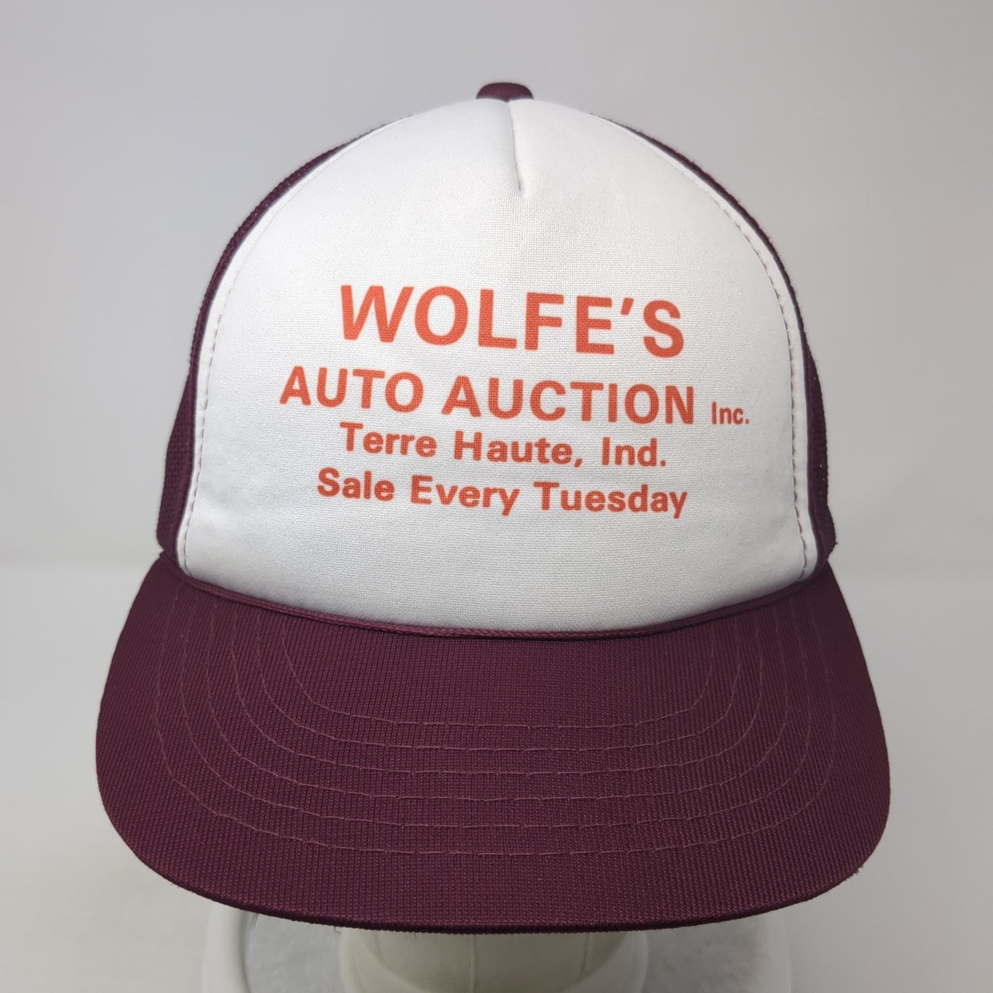 Wolfe's Auto Auction Snapback Rope Trucker Hat Red One Size Colorblock