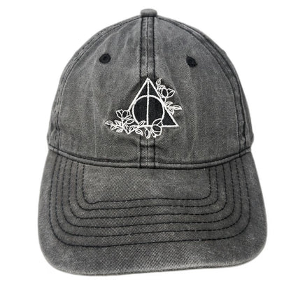 Harry Potter Baseball Cap Gray One Size Floral Deathly Hallows Washed Cotton Hat