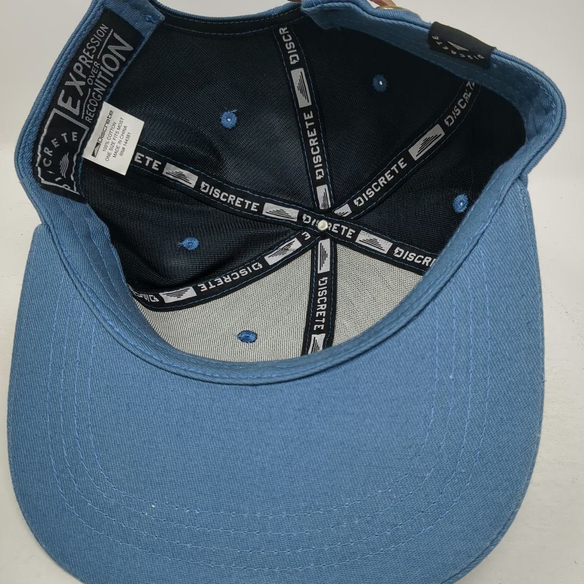 Discrete Baseball Cap Blue One Size Leather Patch Cannabis Strapback Hat