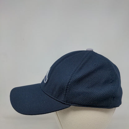 Adidas 3 Stripes Fitted Hat Blue L/XL Embroidered 6 Panel Vent Holes
