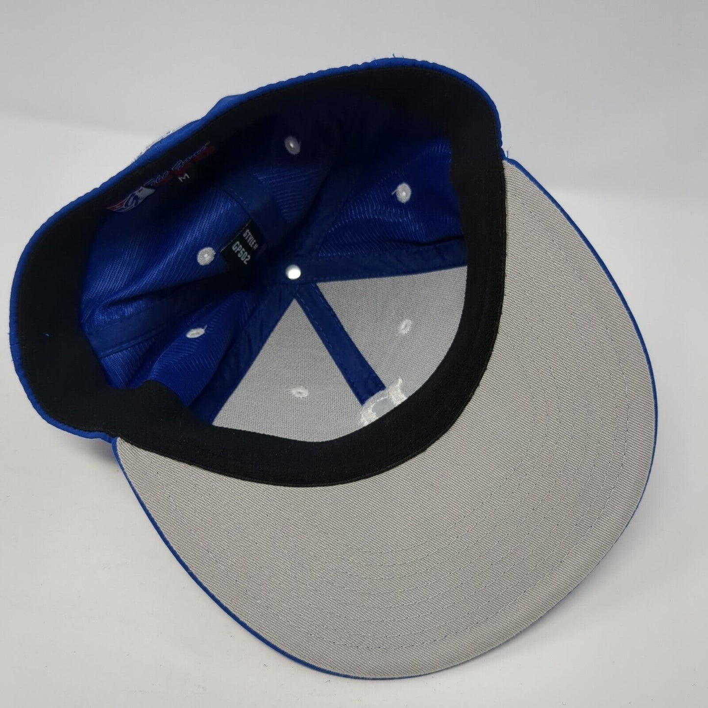 B Skull And Crossbones Fitted Hat Blue Medium Embroidered The Game