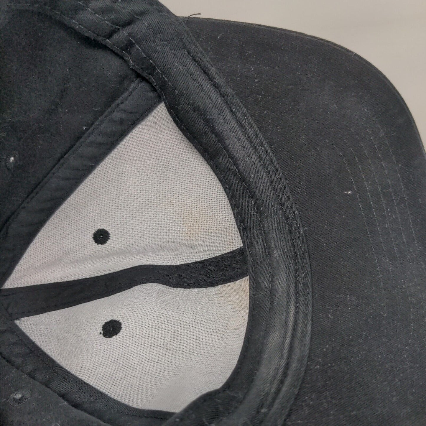 Unbranded Slideback Hat Black OSFM Adjustable Vented Holes 6 Panel Blank