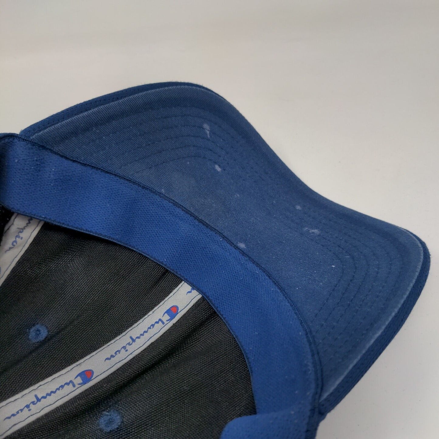 Champion Fitted Hat Blue L/XL Embroidered Solid 6 Panel Vent Holes
