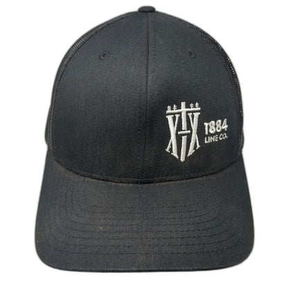 Richardson Trucker Hat Black OSFM 1884 Line Co Logo Mesh Back Snapback 112 hat