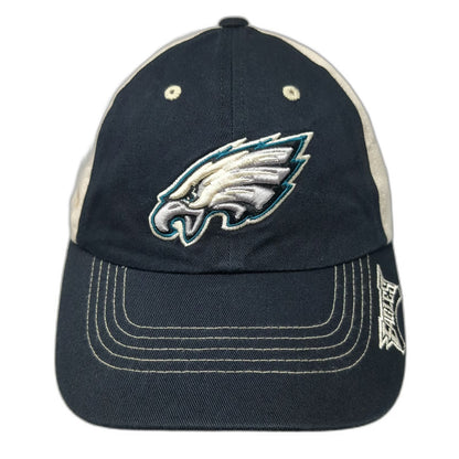 NFL Team Apparel Philadelphia Eagles Baseball Cap Hat Blue Beige One Size Logo
