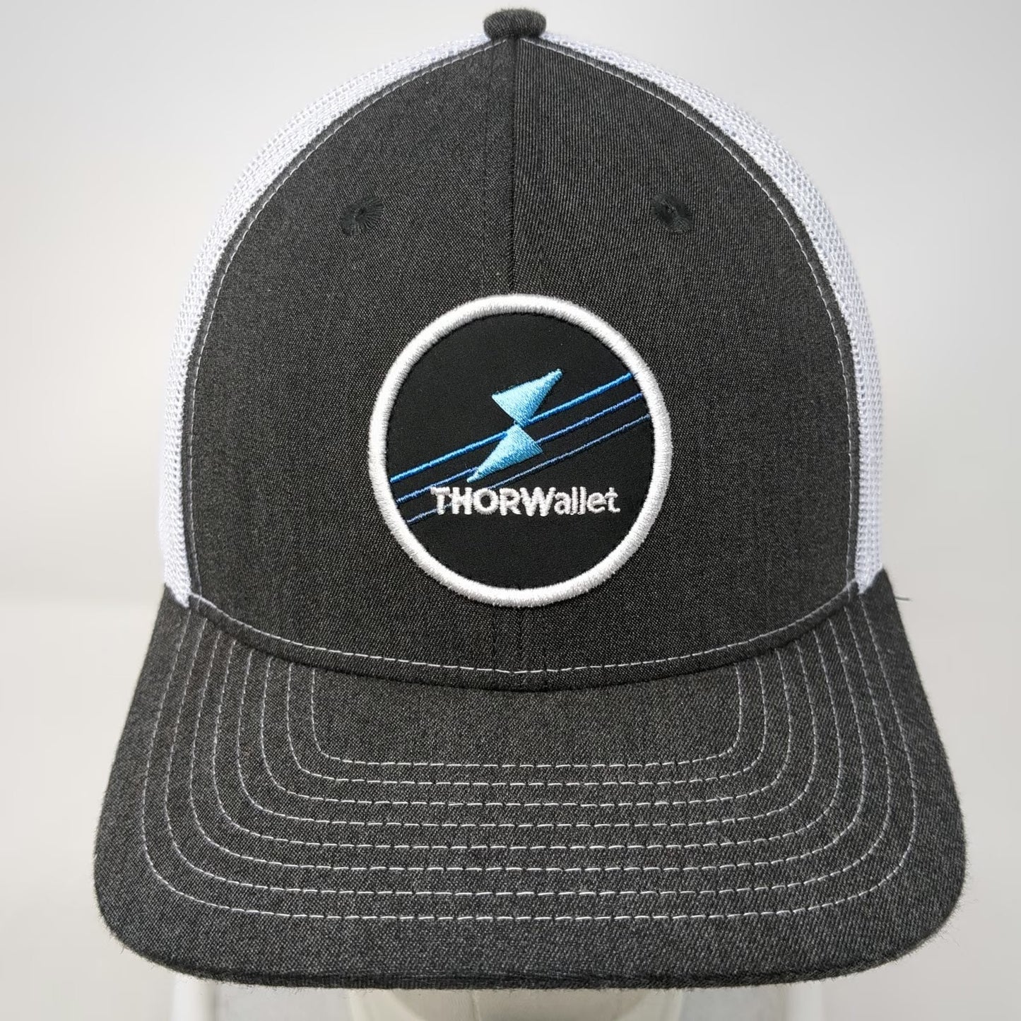 Gray White Blue Trucker Hat One Size THORWallet Founder Edition Snapback Mesh