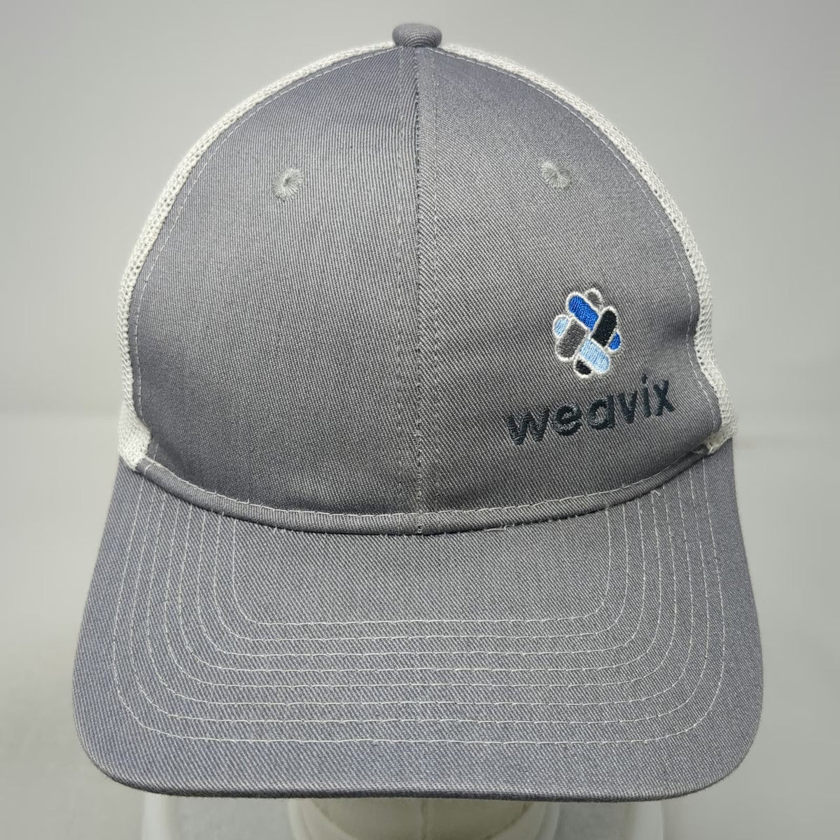 Port Authority Trucker Hat Gray White One Size Weavix Logo Snapback Mesh Back