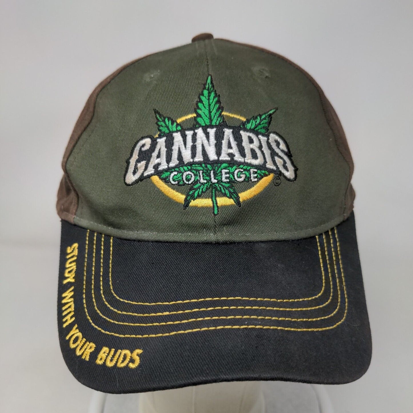 Cannabis College Study With Your Buds Strapback Hat Multicolor OSFA Embroidered