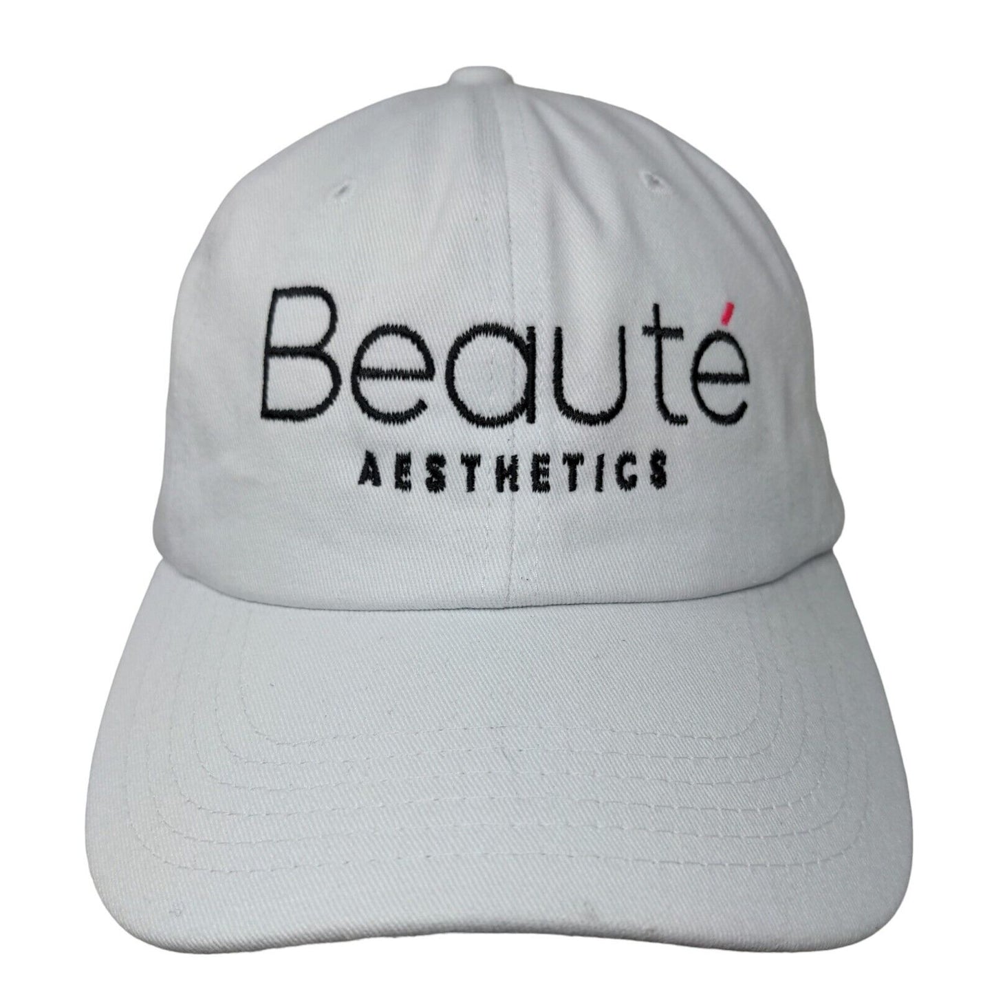 Beaute Aesthetics Slideback Hat White One Size Embroidered Adjustable