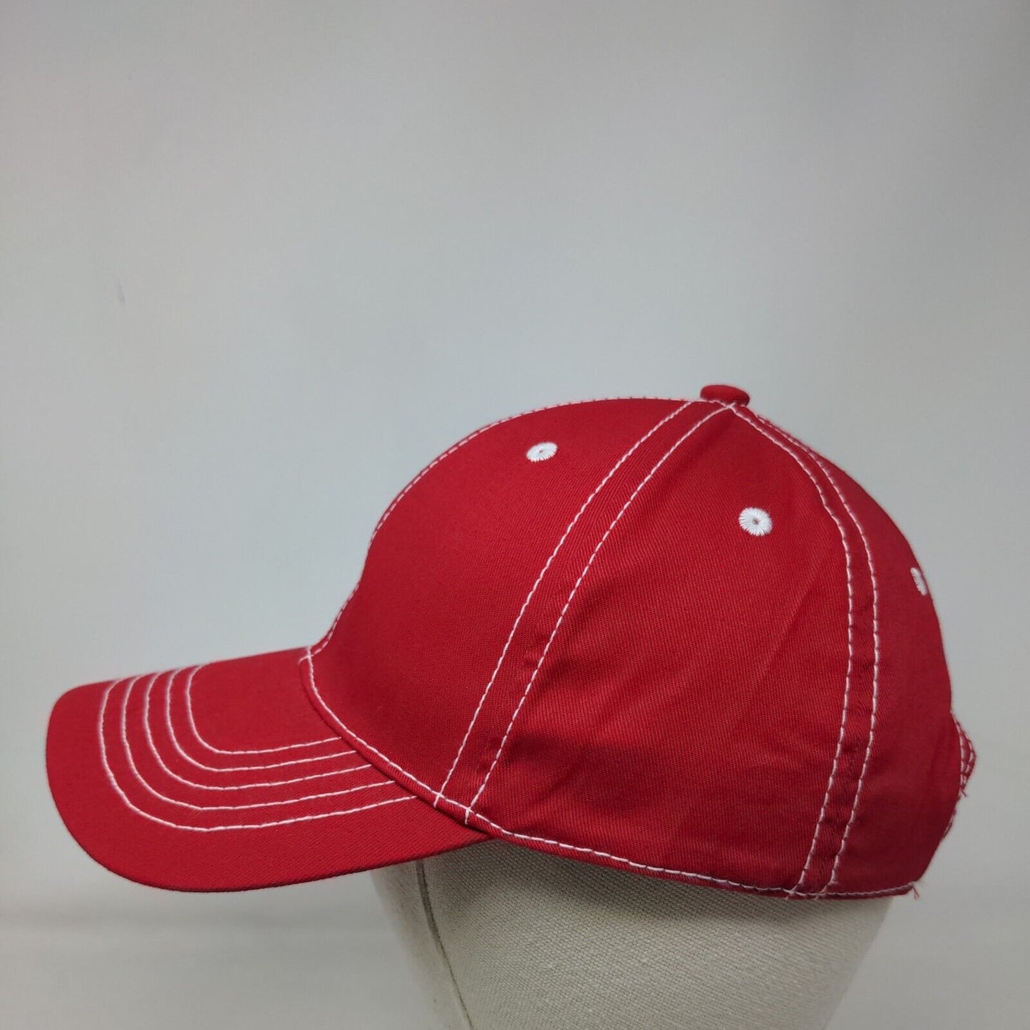 Unbranded Strapback Hat Red OSFM Solid Adjustable Vent Holes Blank
