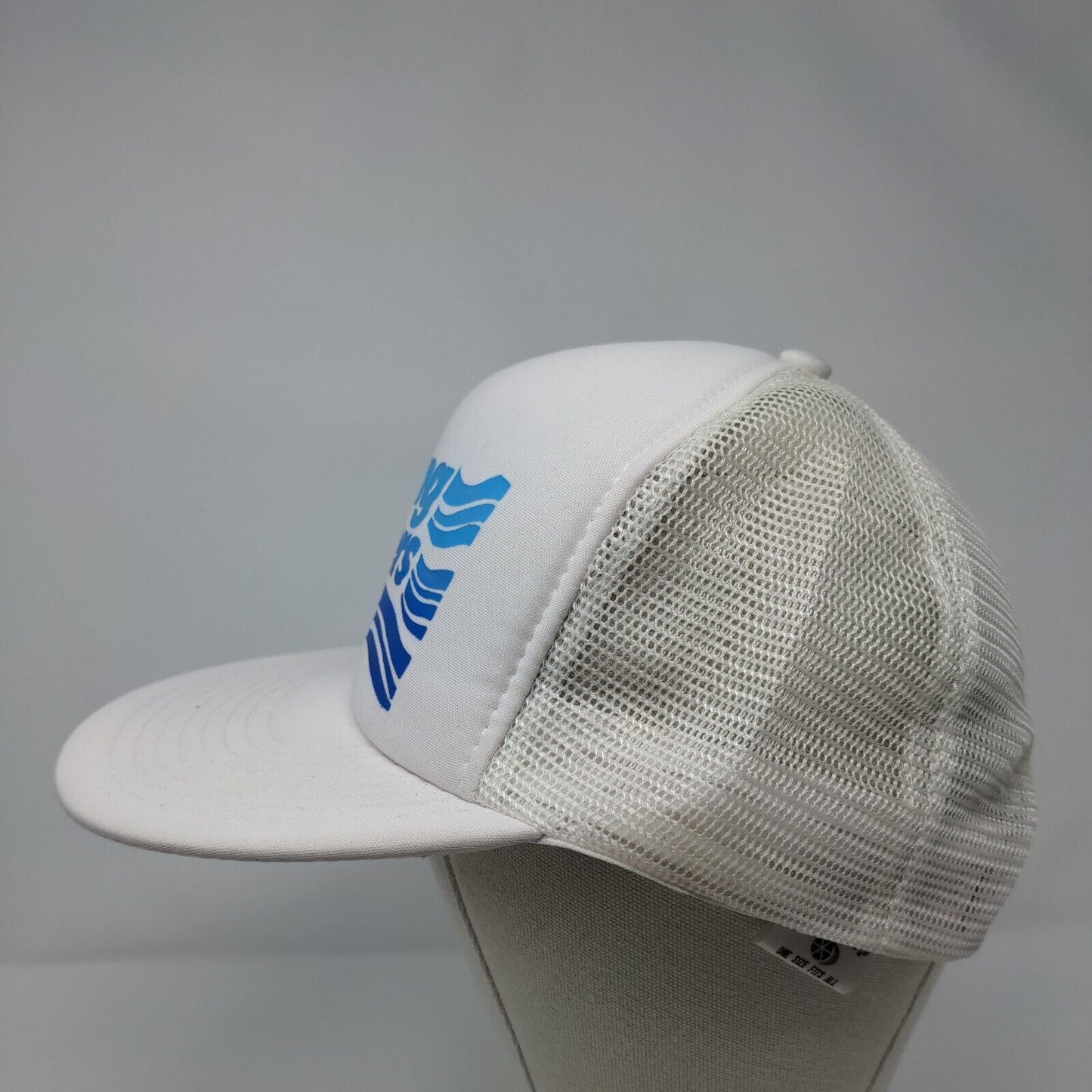 Raging Waters Snapback Trucker Hat White OSFA Adjustable Mesh Back Sportcap
