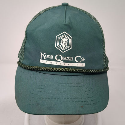 Kona Queen Co Hawaii Bee Green One Size Trucker Hat Snapback Mesh Rope Detail