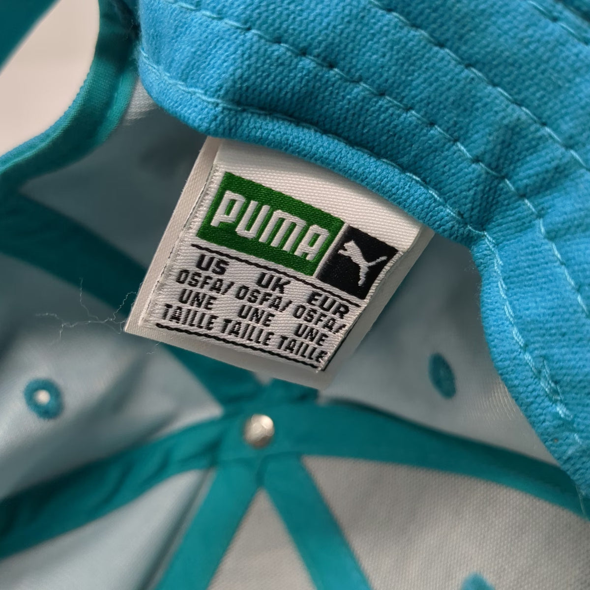 Puma Blue Snapback Hat One Size White Embroidered Logo Athletic Baseball Cap