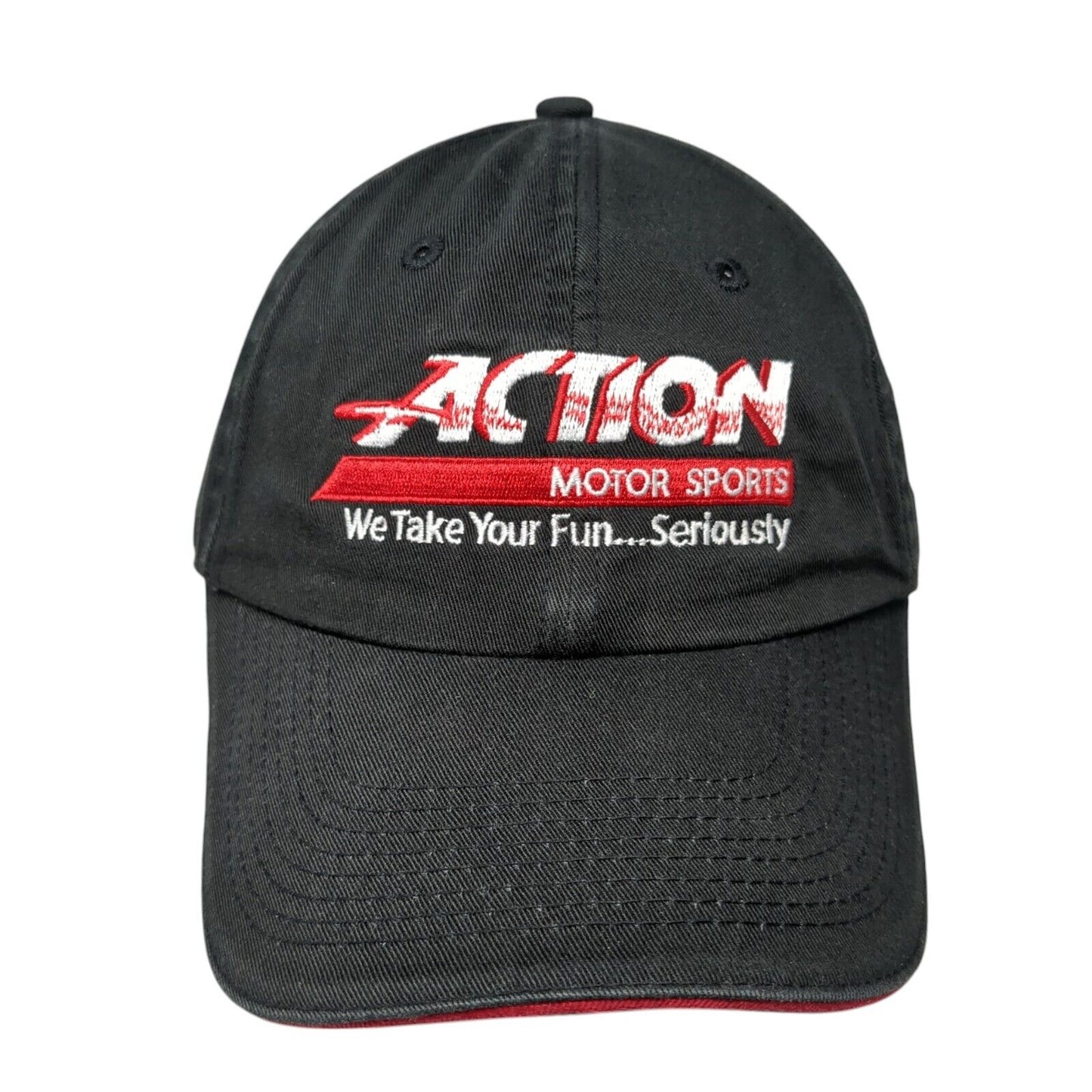 Action Motor Sports Strapback Hat Black One Size We Take Your Fun Seriously