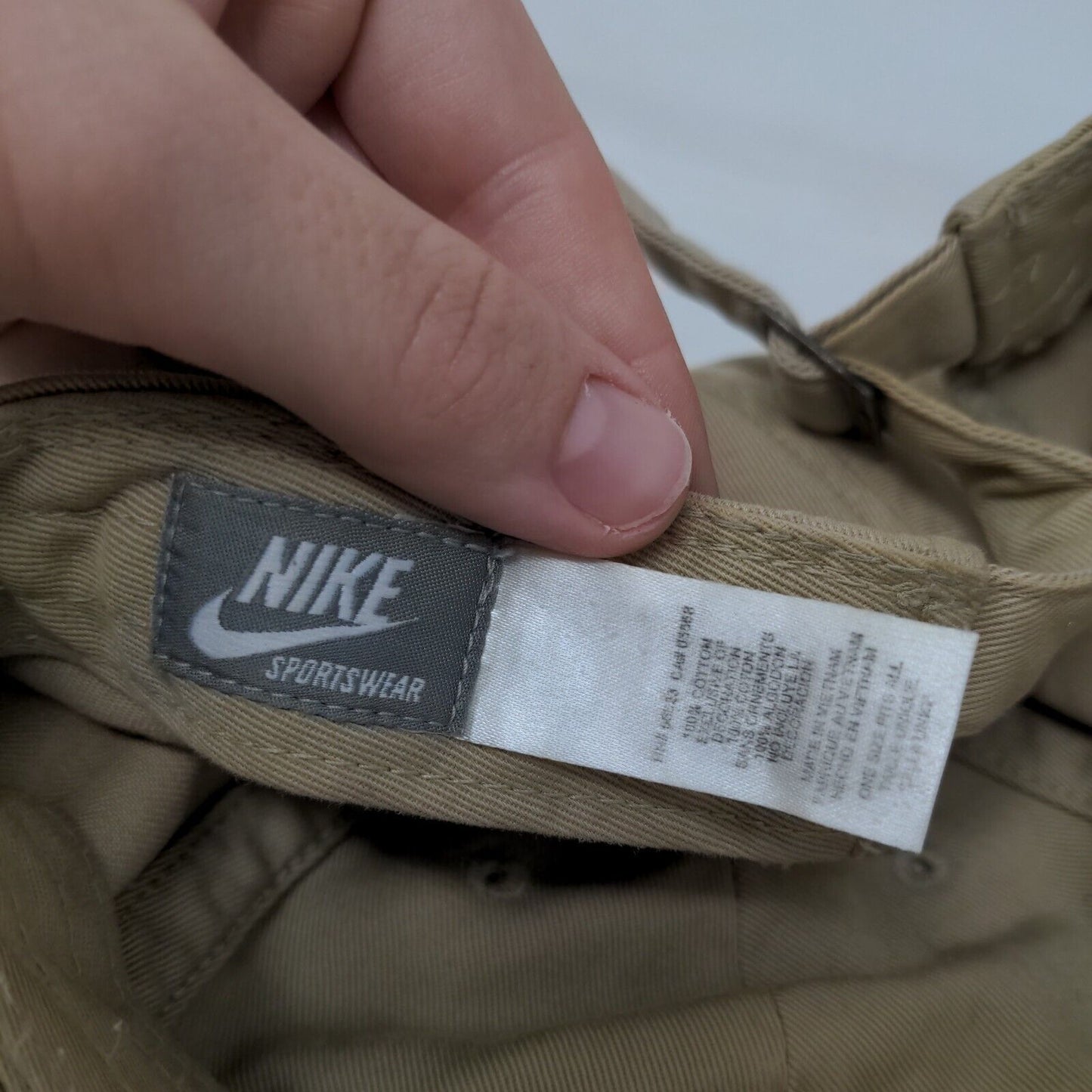 Nike Slideback Hat Tan OSFA Embroidered Adjustable 6 Panel Vent Holes