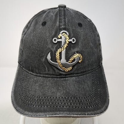 Gray Baseball Cap One Size Embroidered Anchor Nautical Distressed Adjustable Hat