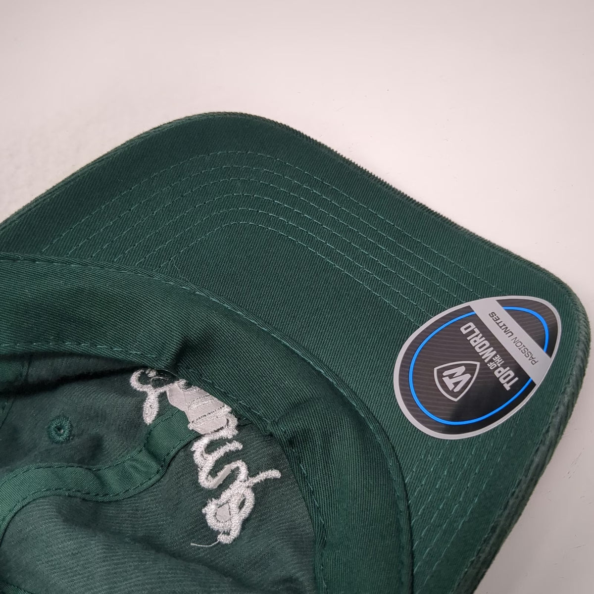 Top of the World Baseball Cap Green One Size Corduroy Slideback Hump Script Hat