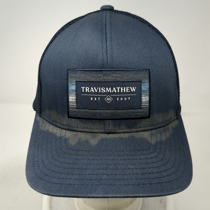 TravisMathew Baseball Cap Blue XL Mesh Back Flexfit Logo Patch Structured Hat