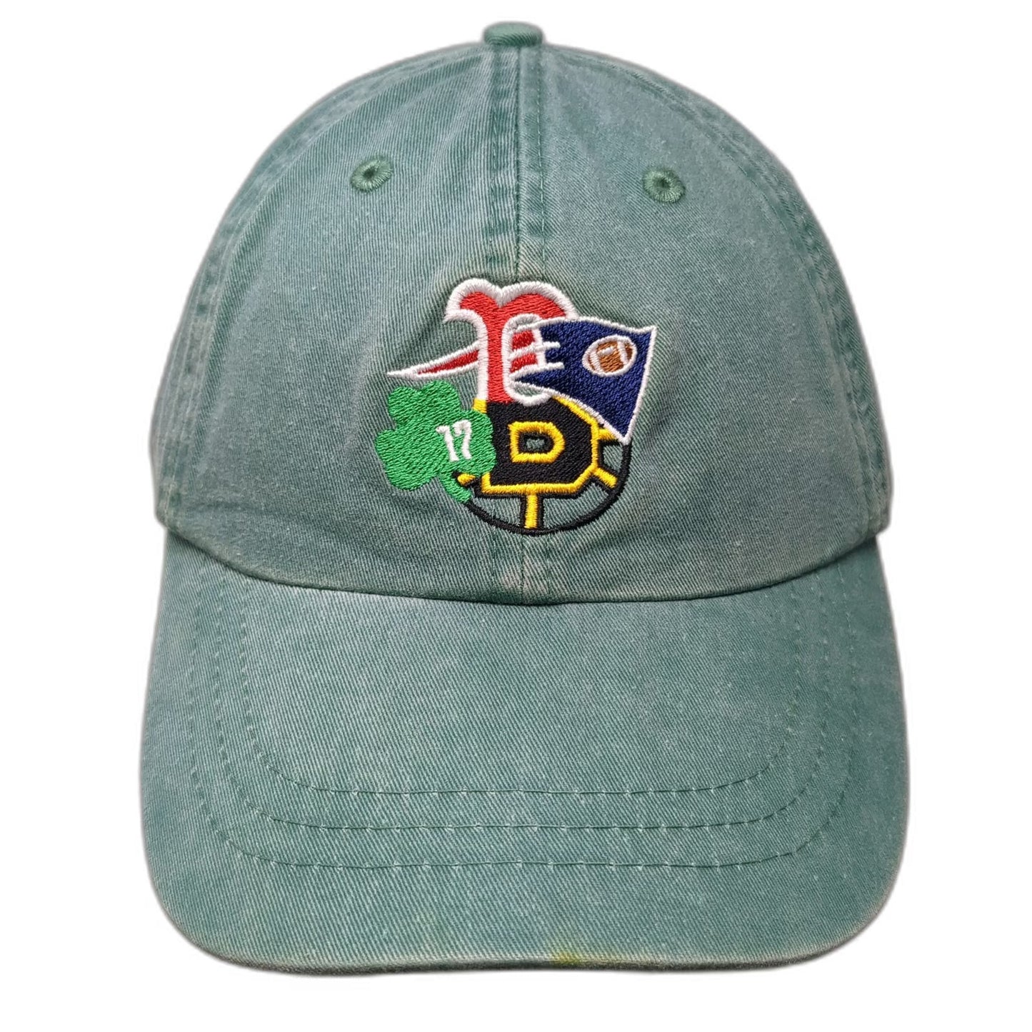 Adams Green Baseball Cap One Size Boston Sports Logo Leather Strap Buckle Hat