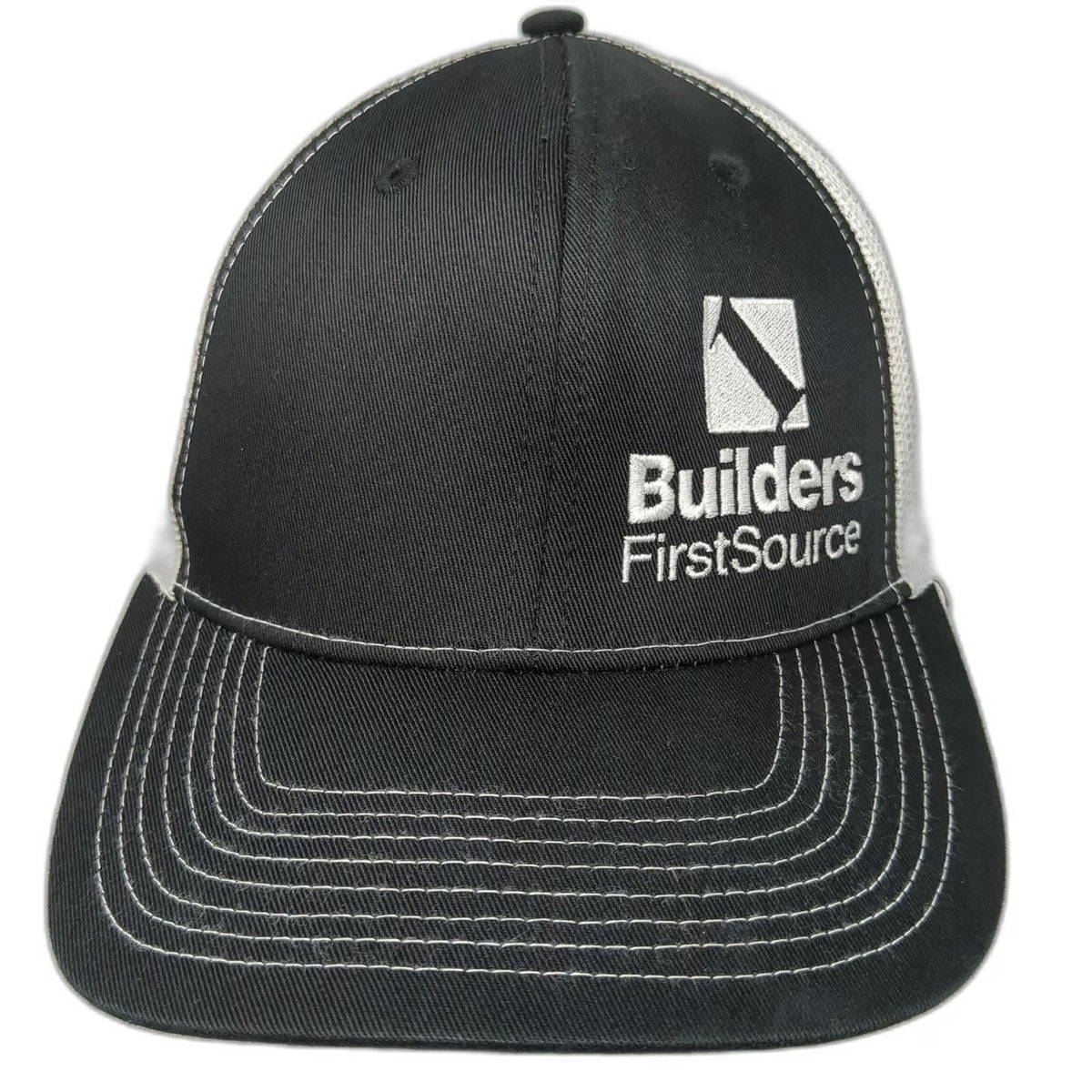 Ivory Headwear Builders FirstSource Trucker Hat Black OSFM Mesh Logo Snapback