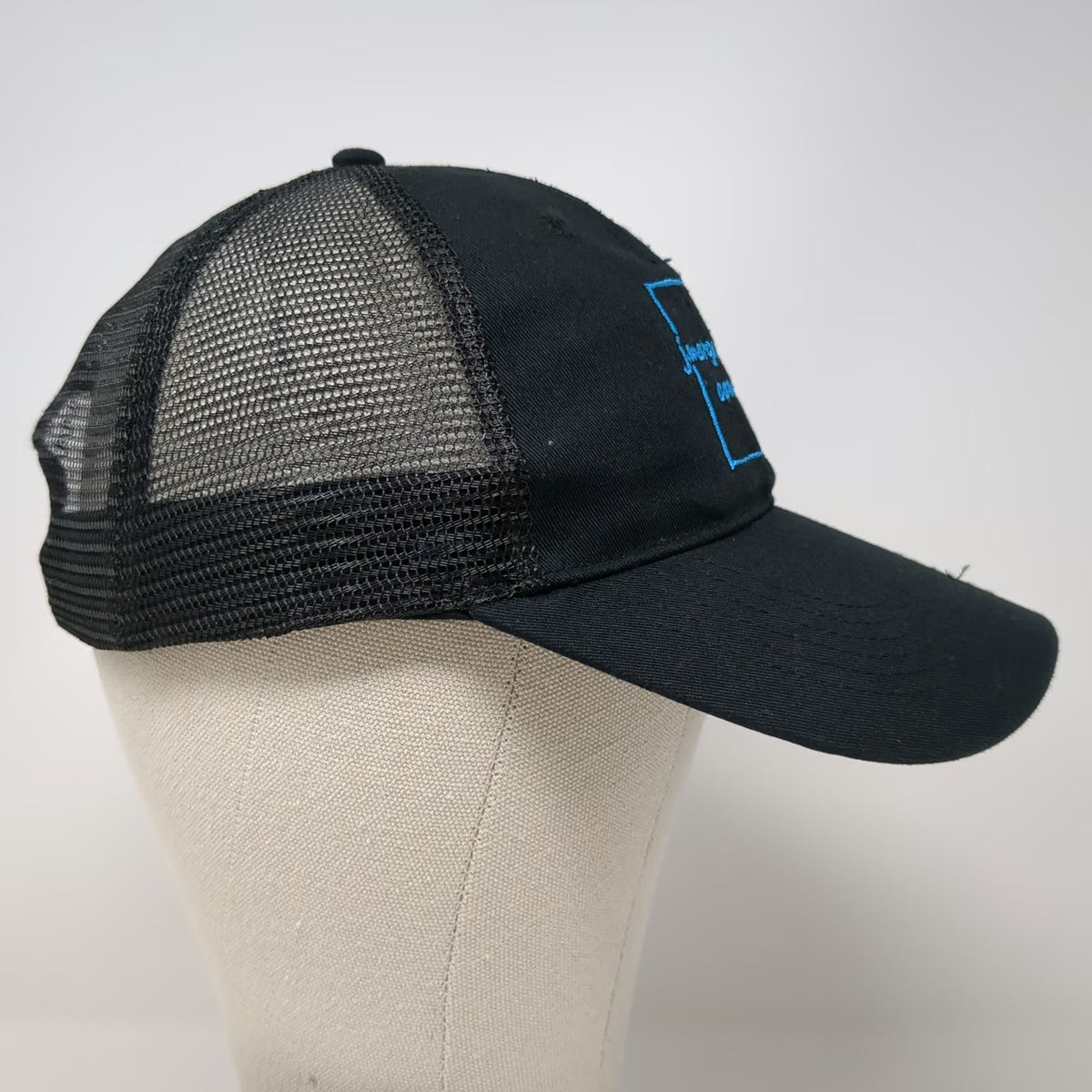 K-BIG Trucker Hat Black Blue One Size J Morgan Salon Company Mesh Snapback Logo