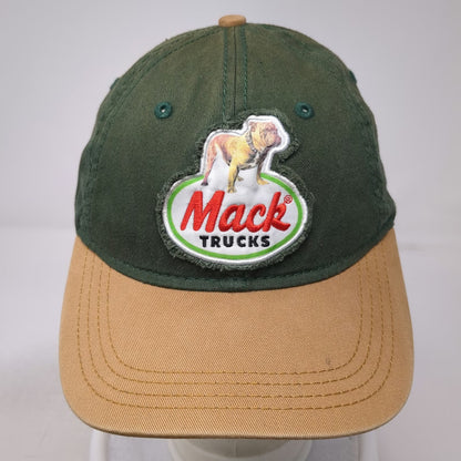Mack Trucks Baseball Cap Green Beige One Size Bulldog Logo Patch Slideback Hat