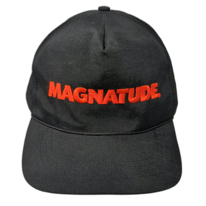 The Sportsman 5 Panel Hat Black Red Magnatude Snapback Rope Nylon Vintage