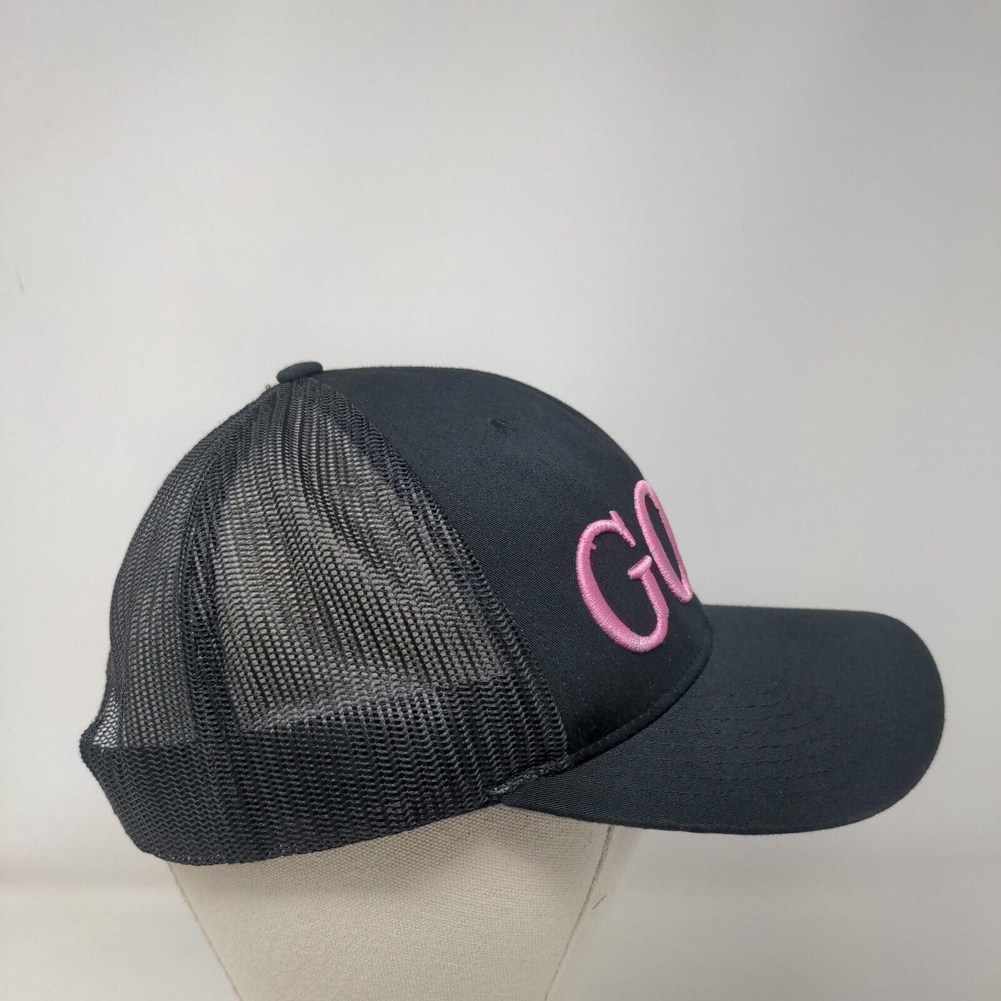 Golf Snapback Mesh Back Trucker Hat Black One Size Embroidered 6 Panel
