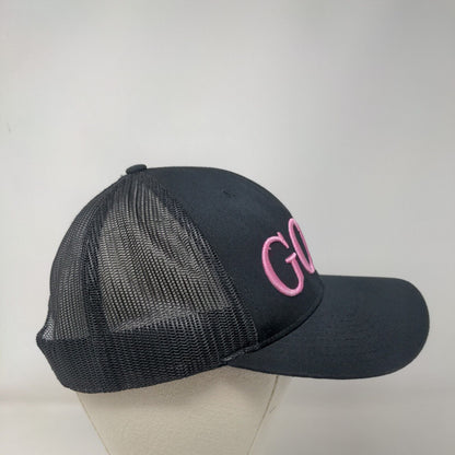 Golf Snapback Mesh Back Trucker Hat Black One Size Embroidered 6 Panel