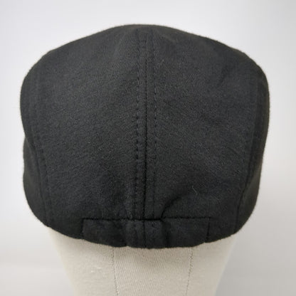 Black Newsboy Cap One Size Soft Jersey Fabric Elastic Back Flat Bill Plain Hat