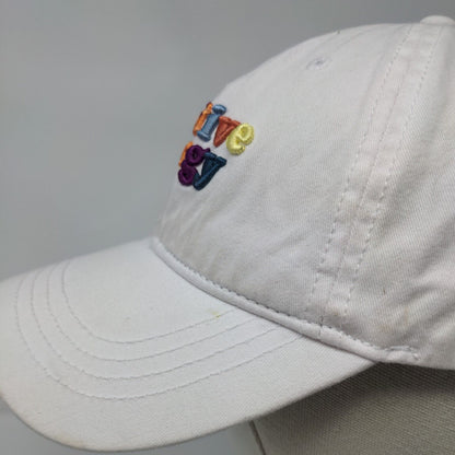 Positive Energy Tie Back Hat White OSFM Embroidered Colorful Font