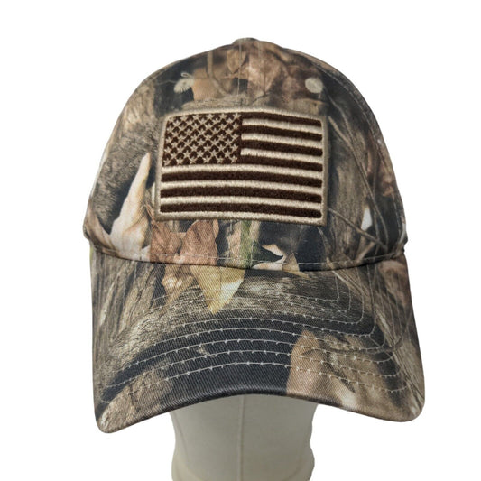 Rapdom Tactical Men's Strapback Hat Brown Camo Size OSFM Embroidered Flag Logo