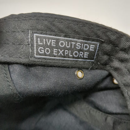Loge 5 Panel Black Hat One Size Strapback Flat Brim Live Outside Go Explore