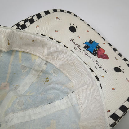 Kathy Davis Designs Baseball Cap Blue White One Size Cats Checkerboard Hat
