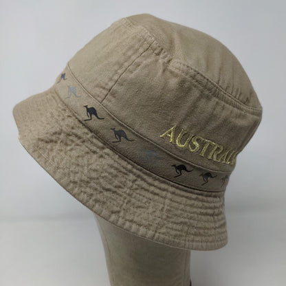 Aussie Design Men's Bucket Hat Tan Embroidered Spell Out Logo Kangaroos